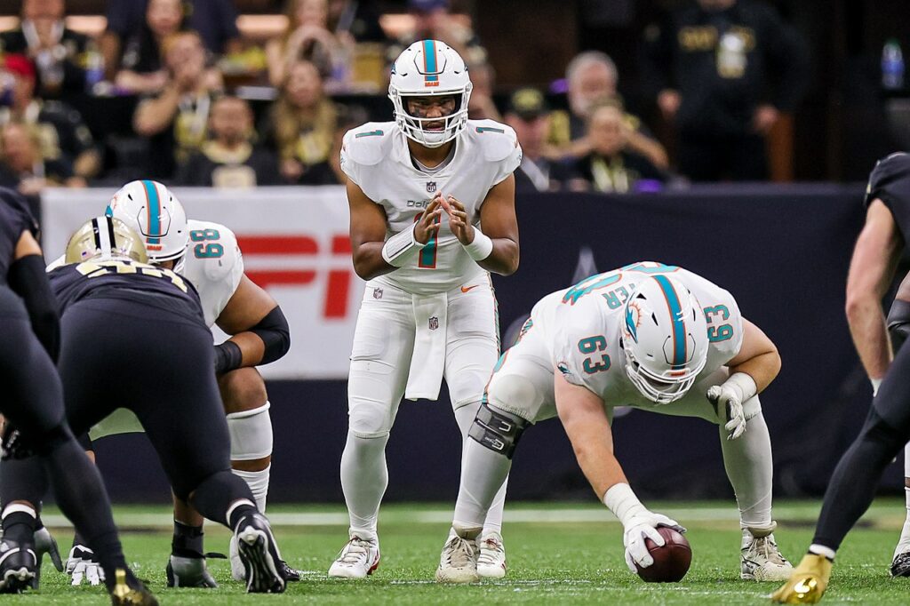 Tua Tagovailoa and the Miami Dolphins at New Orleans Saints 2021